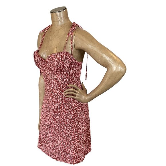 Shein Sundress Mini Dress Sz S Red Ditzy Floral Spaghetti Strap 254G - Picture 4 of 9